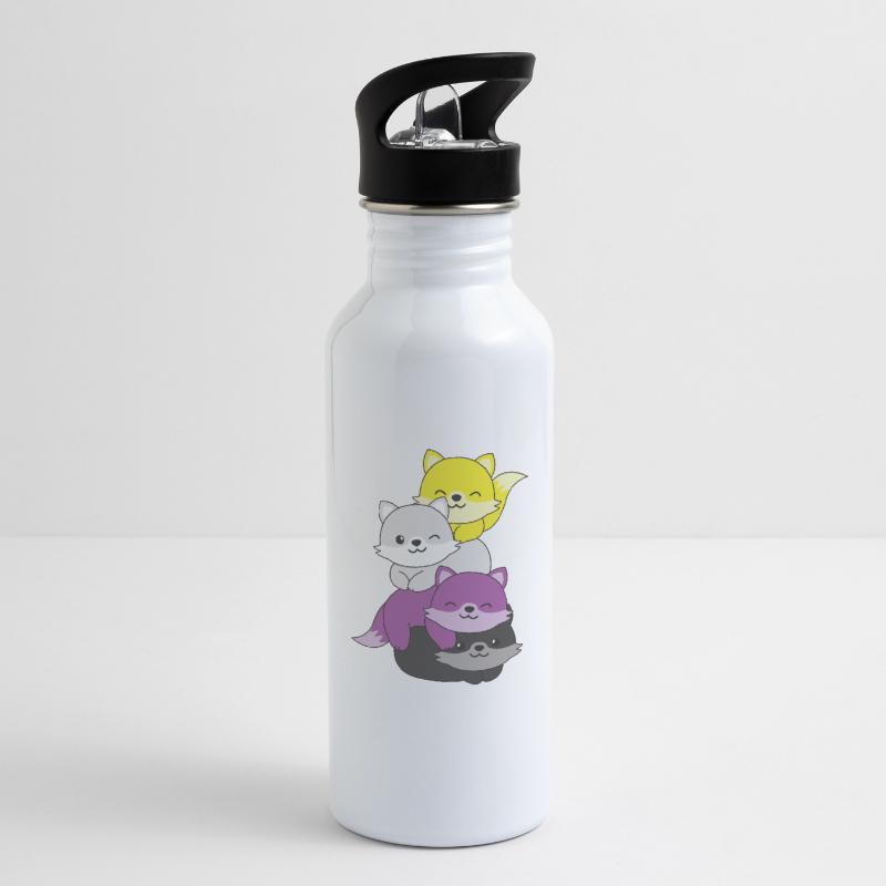 Nonbinary Flag Pride LGBTQ Cute Fox Stack Water bottle with straw