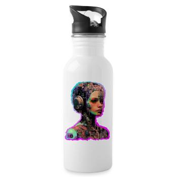 Abstract woman - Water bottle with straw - white - Right