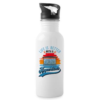 Life is better with an aquarium - Water bottle with straw - white - Right