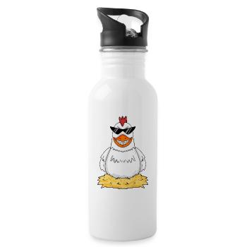 Chickens Chicken Rooster Chicken Farmer Chicken Coop - Water bottle with straw - white - Right