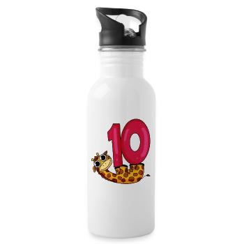 10th birthday motif giraffe - ten years old - Water bottle with straw - white - Right