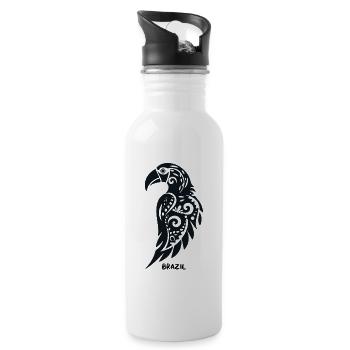 Tribal symbol macaw parrot Brazil - Water bottle with straw - white - Right