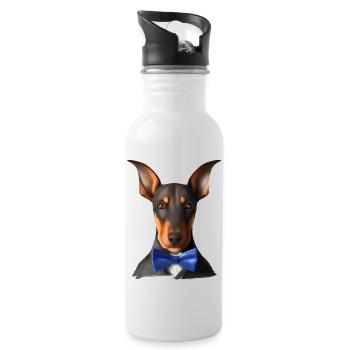 Doberman Doberman chiot chien Doberman dresseur - Gourde avec paille intégrée - blanc - Droite