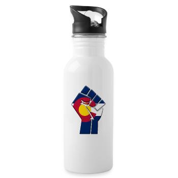 State Of Colorado Flag Pride Native Family Home - Water bottle with straw - white - Right