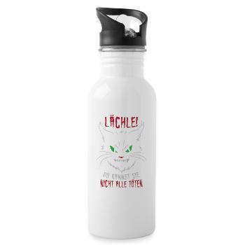 Lächle Du Kannst Sie Nicht Alle Töten - Trinkflasche mit integriertem Trinkhalm - Weiß - Rechts