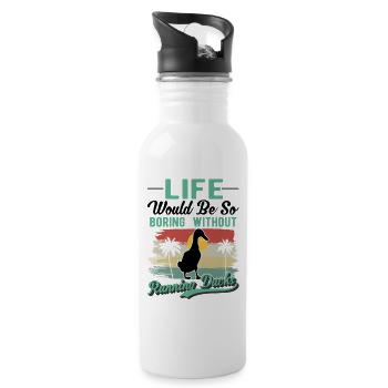 Indian Running Duck Gift Running Duck - Water bottle with straw - white - Right