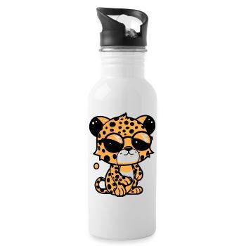 Zoolto the Leopard - Water bottle with straw - white - Right