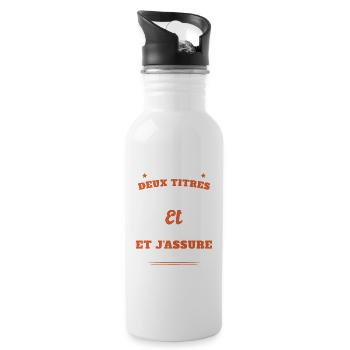 J'ai Deux Titres Papa Et Beau-papa Humour Cadeau - Gourde avec paille intégrée - blanc - Droite
