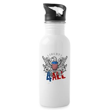 4-th July - Independence Day. If you love freedom - Water bottle with straw - white - Right