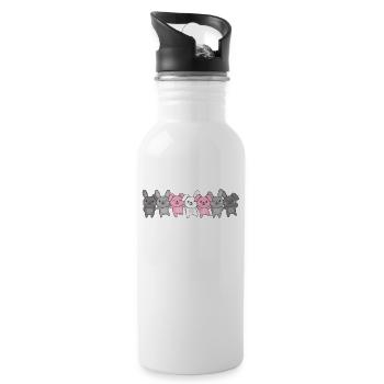Demigirl Flag Pride LGBTQ Cute Bunny - Water bottle with straw - white - Right