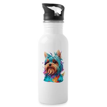 The Yorkshire Terrier Polygon Dog Art Dogs - Water bottle with straw - white - Right