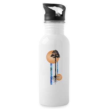 Long Watercolor tree - Trinkflasche mit integriertem Trinkhalm - Weiß - Rechts