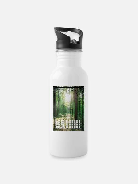 Nature Forest - Trinkflasche mit integriertem Trinkhalm - Weiß
