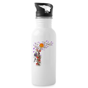 Padlock with roses - Trinkflasche mit integriertem Trinkhalm - Weiß - Rechts