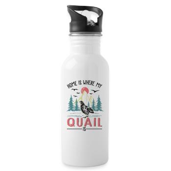 Zuhause ist wo meine Wachtel ist - Trinkflasche mit integriertem Trinkhalm - Weiß - Rechts