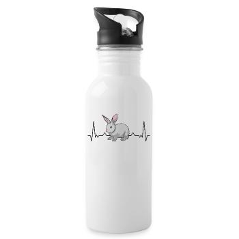 Rabbit Heartbeat Bunny - Water bottle with straw - white - Right