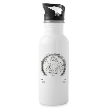 Wikinger Frauen, Ehre deinen Mann, Viking Damen - Trinkflasche mit integriertem Trinkhalm - Weiß - Rechts