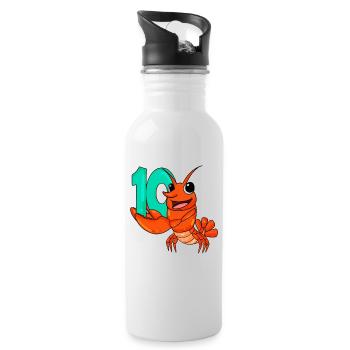 10th birthday motif lobster - ten years - Water bottle with straw - white - Right