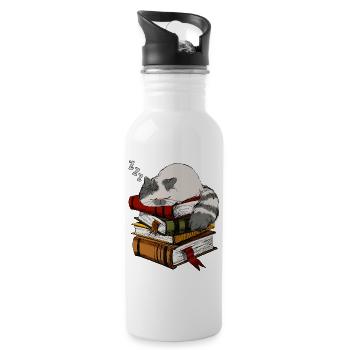 lesen, bücher, studieren, lesen - Trinkflasche mit integriertem Trinkhalm - Weiß - Rechts