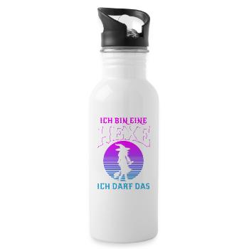 Ich Bin Eine Hexe Ich Darf Das - Trinkflasche mit integriertem Trinkhalm - Weiß - Rechts