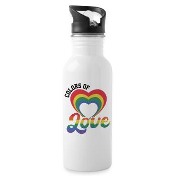 Colors Of Love Rainbow Heart - Water bottle with straw - white - Right