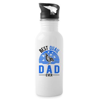 Bester Wachtel Papa - Trinkflasche mit integriertem Trinkhalm - Weiß - Rechts