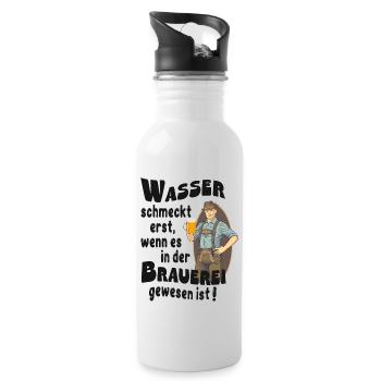 Bier Lustige Sprüche Humor - Trinkflasche mit integriertem Trinkhalm - Weiß - Rechts