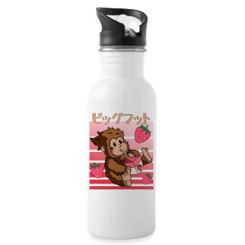 Bigfoot Kawaii Erdbeer-Milchshake - Trinkflasche mit integriertem Trinkhalm - Weiß - Rechts