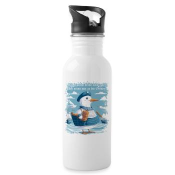 Ich brauche keine Therapie, muss nur an die Ostsee - Trinkflasche mit integriertem Trinkhalm - Weiß - Rechts