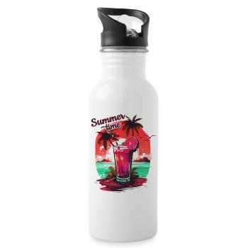 Summer Time Cocktail Beach Holiday Gift - Water bottle with straw - white - Right