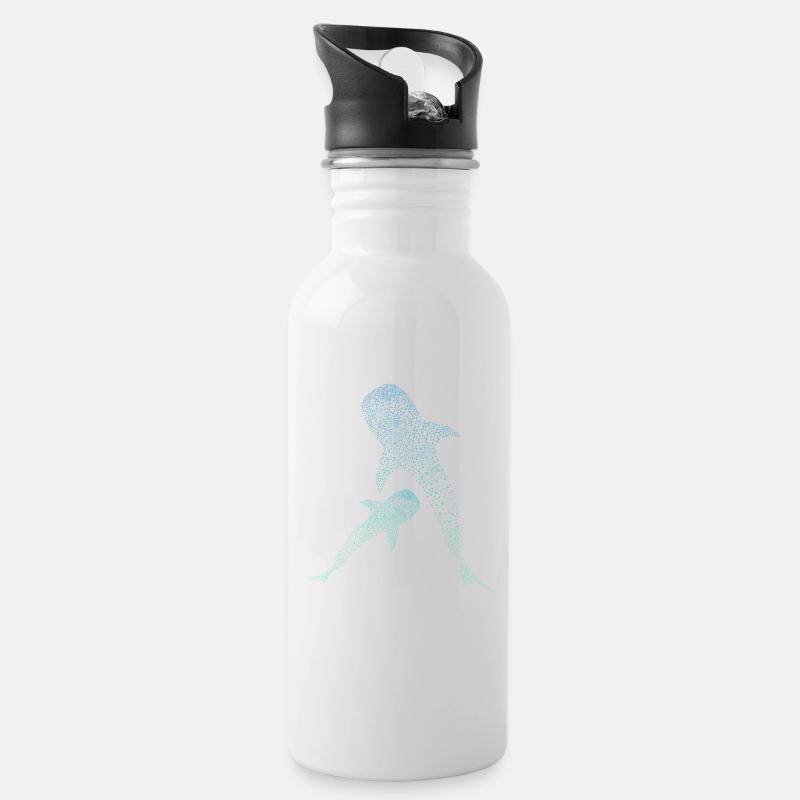 Walhai Whale Shark - Trinkflasche mit integriertem Trinkhalm - Weiß