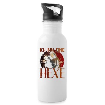 Ich Bin Eine Hexe Ich Darf Das - Trinkflasche mit integriertem Trinkhalm - Weiß - Rechts
