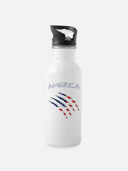 America, Claws, Cuts, Amerika, USA  - Trinkflasche mit integriertem Trinkhalm - Weiß