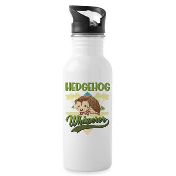 Igel Flüsterer Hedgehog Whisperer - Trinkflasche mit integriertem Trinkhalm - Weiß - Rechts