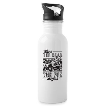 Where The Road Ends The Roadtrip Off-Road Racer - Trinkflasche mit integriertem Trinkhalm - Weiß - Rechts