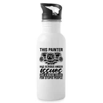This Painter Has Serious Anger Painting Painters - Trinkflasche mit integriertem Trinkhalm - Weiß - Rechts