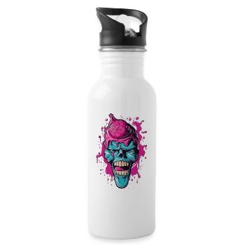 Colorful skull with acrylic design - Water bottle with straw - white - Right