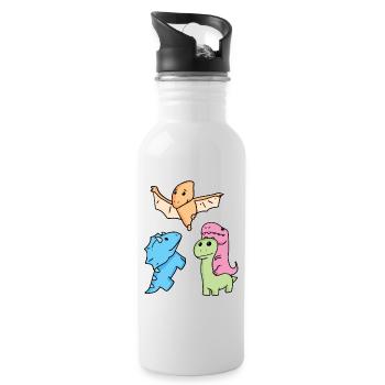 Dinosaure - Gourde avec paille intégrée - blanc - Droite