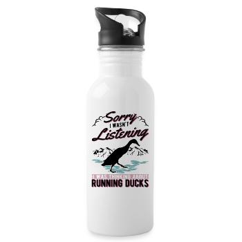 Indian Running Duck Gift Bottle Duck - Water bottle with straw - white - Right