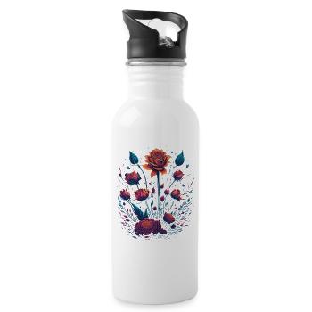 Roses Vaporwave Bouquet - Water bottle with straw - white - Right