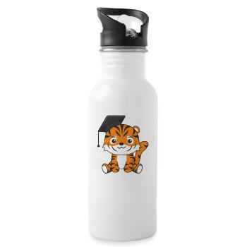 Kids Kindergarten nailed it Tiger Graduation - Trinkflasche mit integriertem Trinkhalm - Weiß - Rechts
