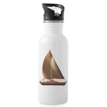 Voile, Marin, Voilier, Voile, Voilier - Gourde avec paille intégrée - blanc - Droite