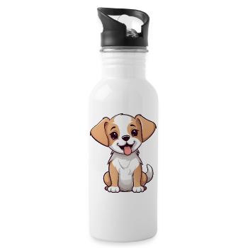 Cute Little Dog Puppy Child Baby Gift Dogs - Water bottle with straw - white - Right