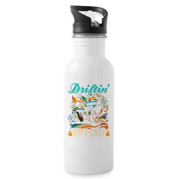 Hot Rod Drifting Aint Easy, Funny Muscle Car Rat - Water bottle with straw - white - Right
