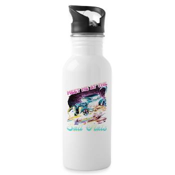 Hot Rod Meet Me At The Salt Flats, Muscle Car Rat - Water bottle with straw - white - Right