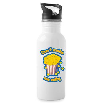 Popcorn - süß - don't make me salty - Trinkflasche mit integriertem Trinkhalm - Weiß - Rechts