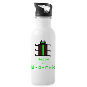 HappyWorkBeetle - Gourde avec paille intégrée - blanc - Droite