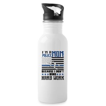 Polizei Polizist Polizeibeamte - Trinkflasche mit integriertem Trinkhalm - Weiß - Rechts