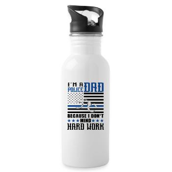Polizei Polizist Polizeibeamte - Trinkflasche mit integriertem Trinkhalm - Weiß - Rechts
