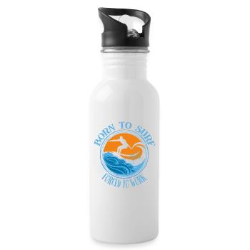 Born to surf forced to work - Surfing Lover Tee - Trinkflasche mit integriertem Trinkhalm - Weiß - Rechts